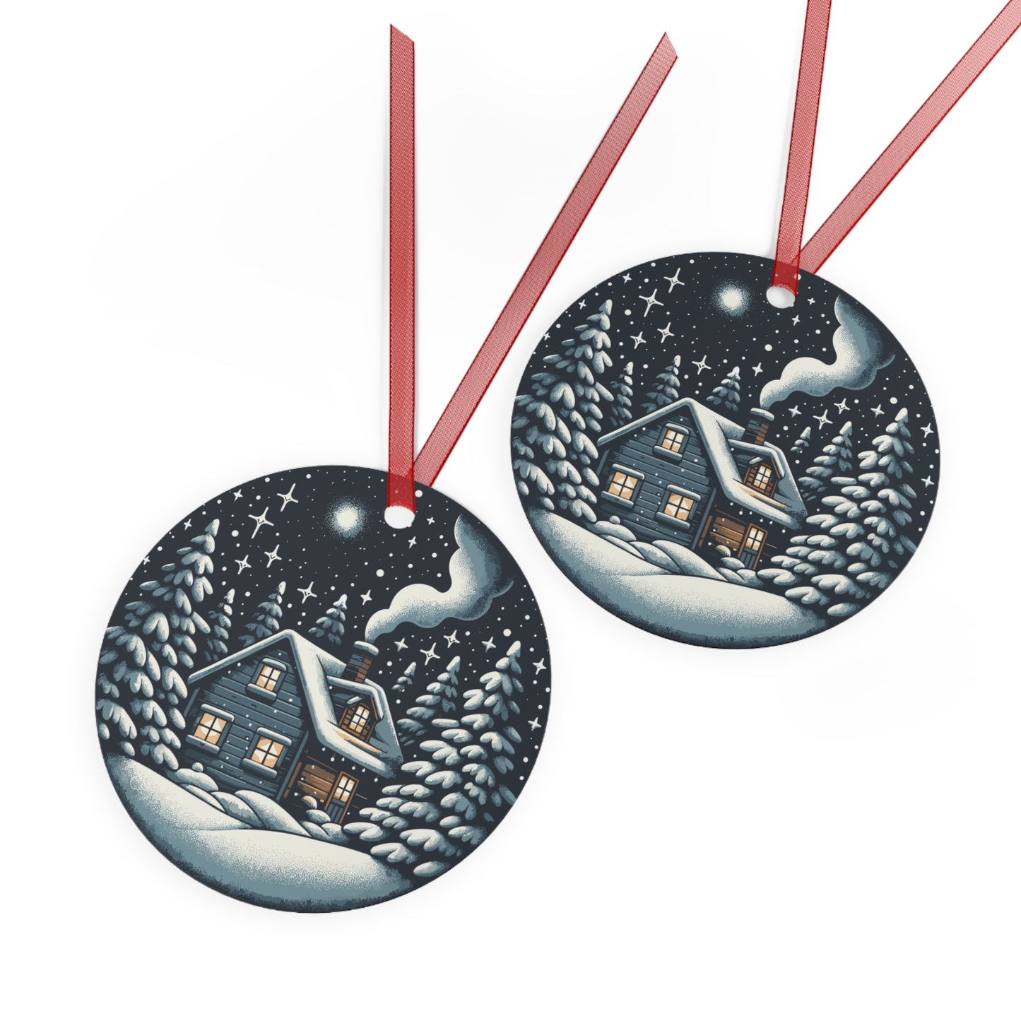 Snowy Cabin Christmas Ornament