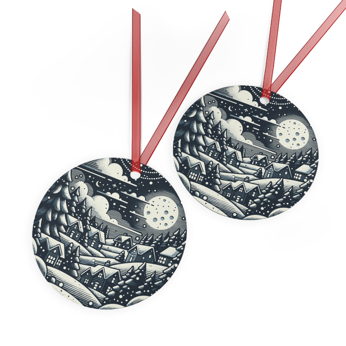 Charming Village Winter Scene Ornament