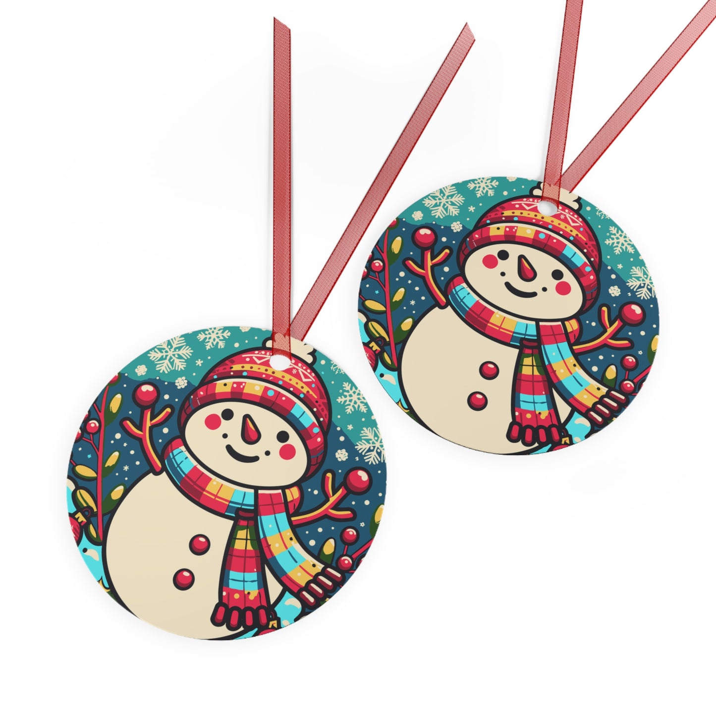Joyful Snowman Scene Christmas Ornament
