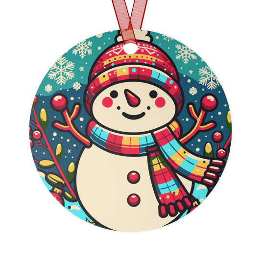 Joyful Snowman Scene Christmas Ornament