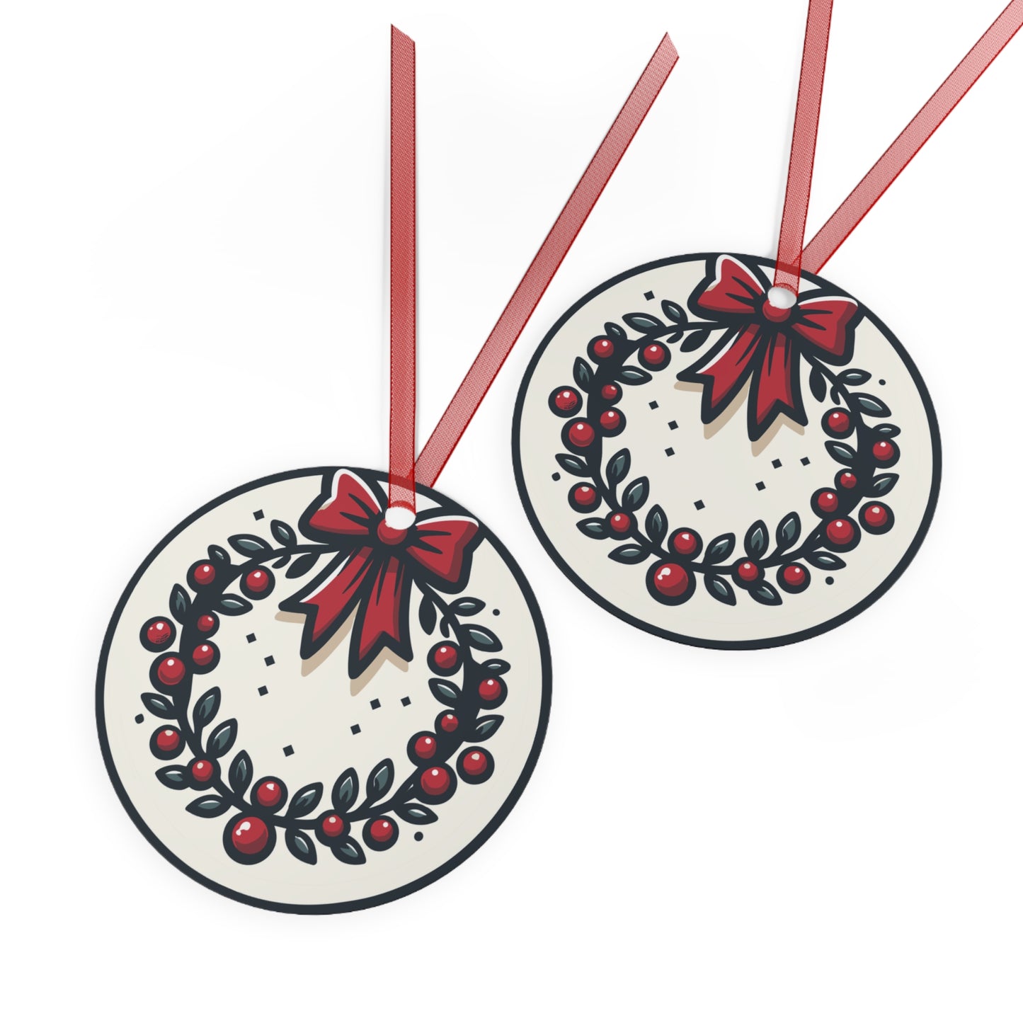 Elegant Christmas Wreath Circle Ornament
