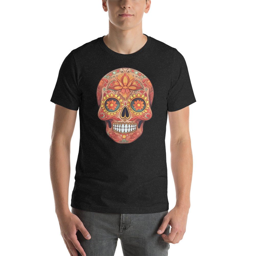 Orange Sugar Skull Dia de los Muertos Unisex T-Shirt