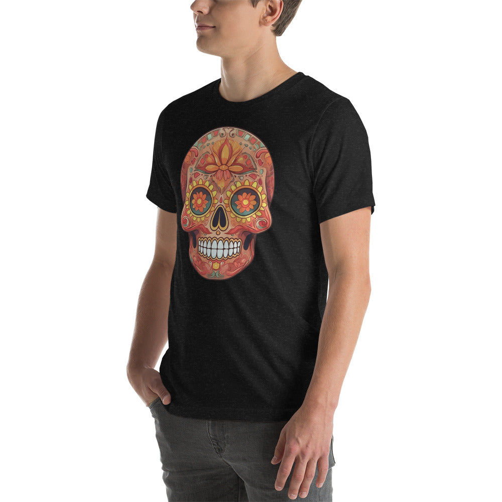 Orange Sugar Skull Dia de los Muertos Unisex T-Shirt
