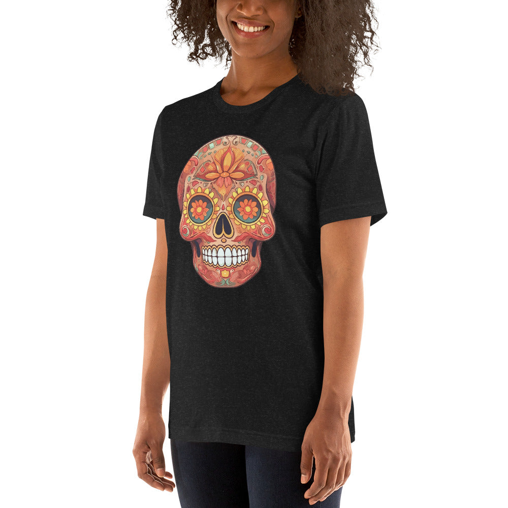 Orange Sugar Skull Dia de los Muertos Unisex T-Shirt