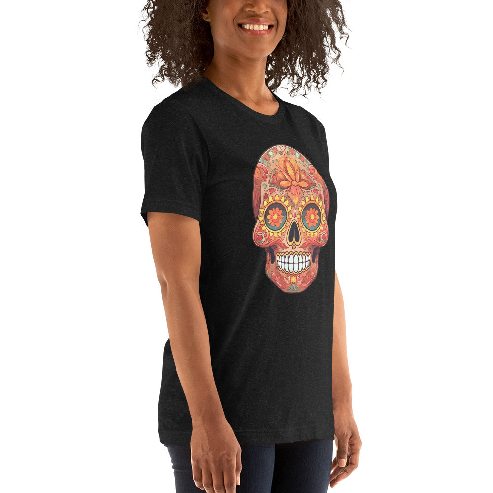 Orange Sugar Skull Dia de los Muertos Unisex T-Shirt
