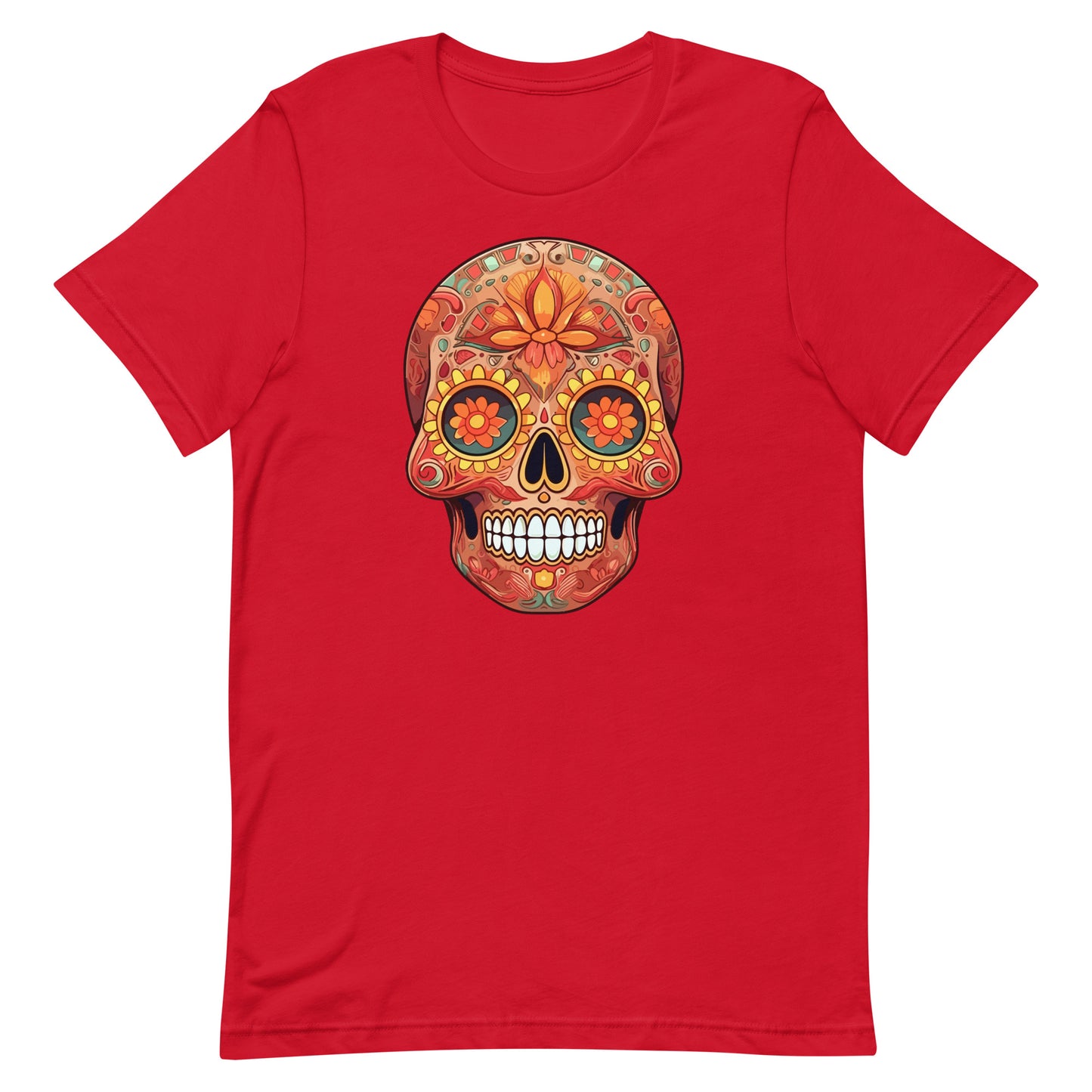 Orange Sugar Skull Dia de los Muertos Unisex T-Shirt