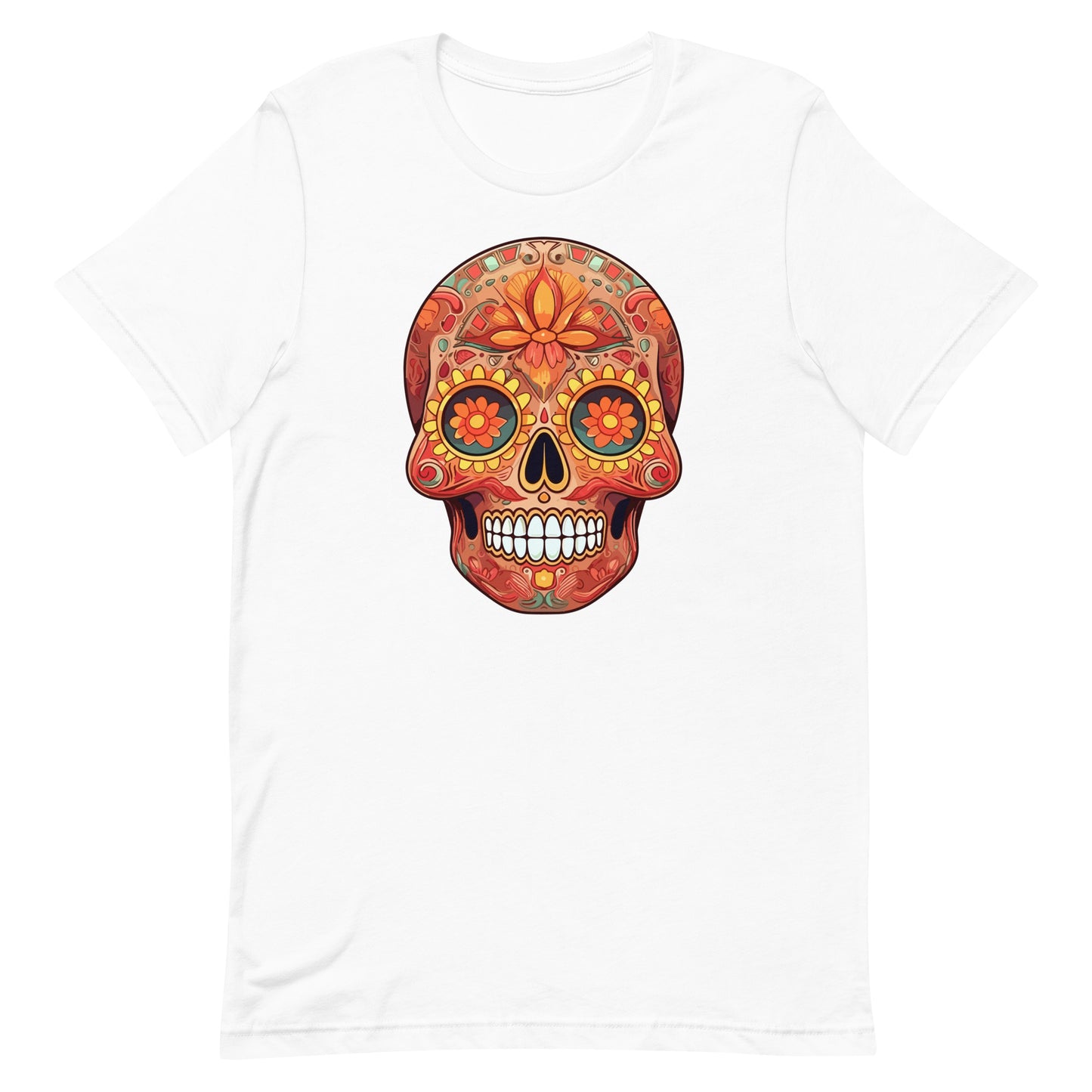 Orange Sugar Skull Dia de los Muertos Unisex T-Shirt