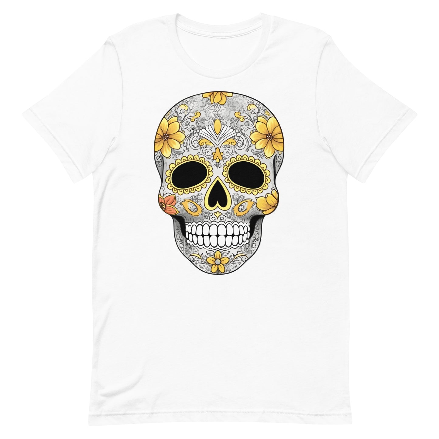 Bronze and Gold Sugar Skull Dia de los Muertos Unisex T-Shirt