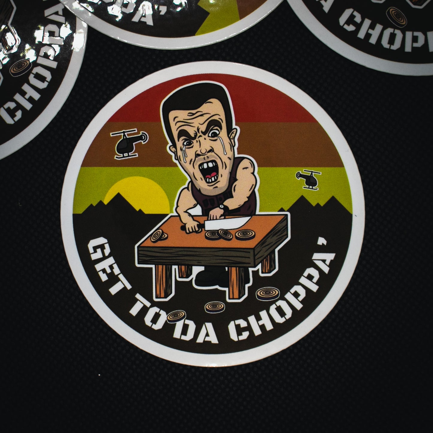 Arnold’s Get To Da Choppa Sticker