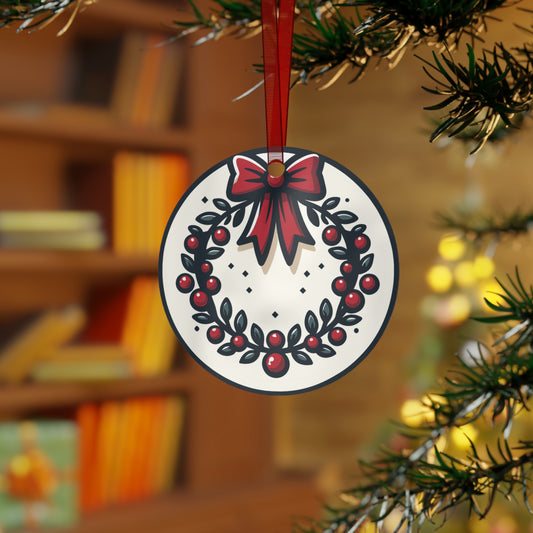 Elegant Christmas Wreath Circle Ornament