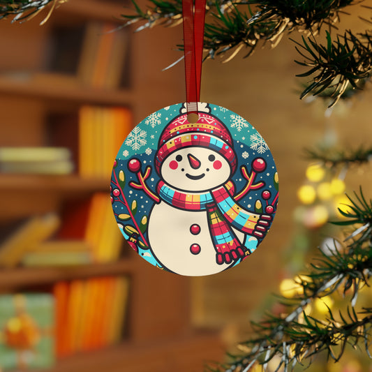 Joyful Snowman Scene Christmas Ornament