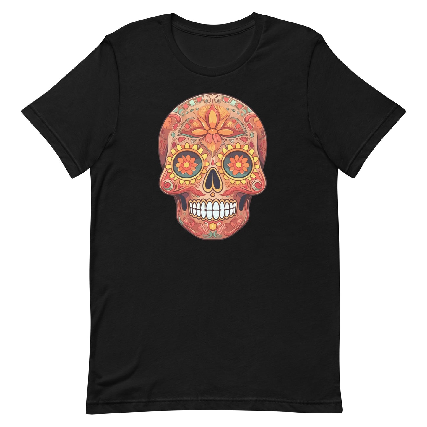 Orange Sugar Skull Dia de los Muertos Unisex T-Shirt