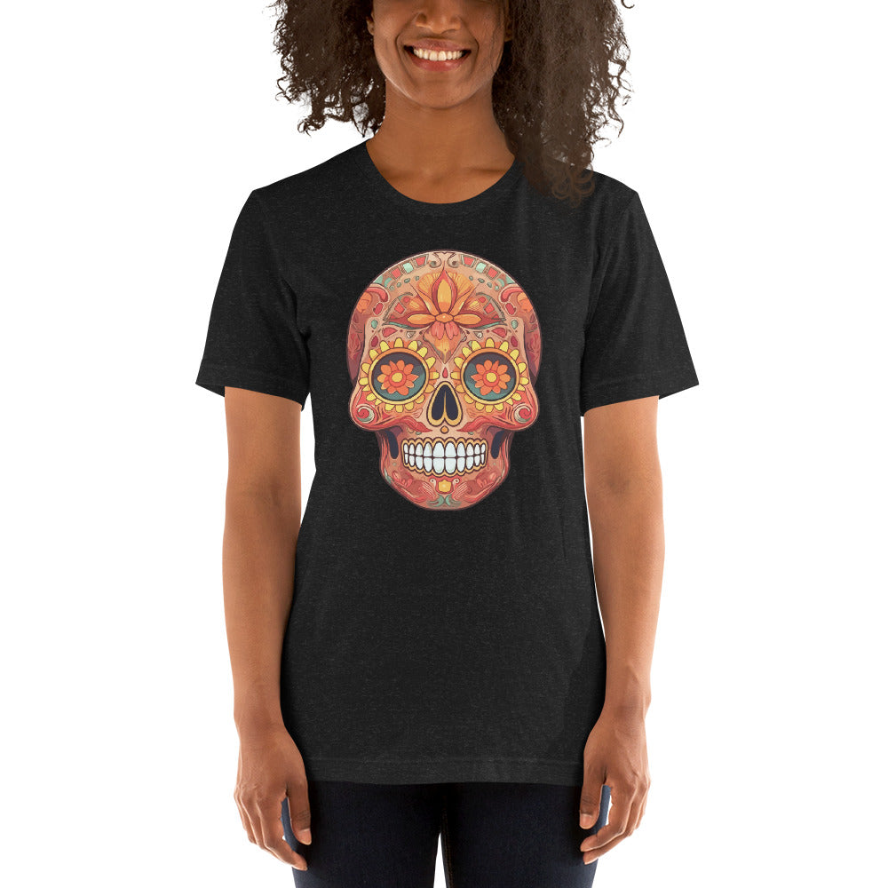 Orange Sugar Skull Dia de los Muertos Unisex T-Shirt