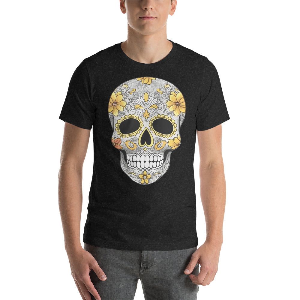 Bronze and Gold Sugar Skull Dia de los Muertos Unisex T-Shirt