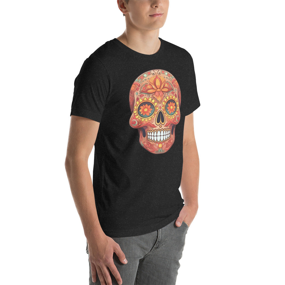 Orange Sugar Skull Dia de los Muertos Unisex T-Shirt