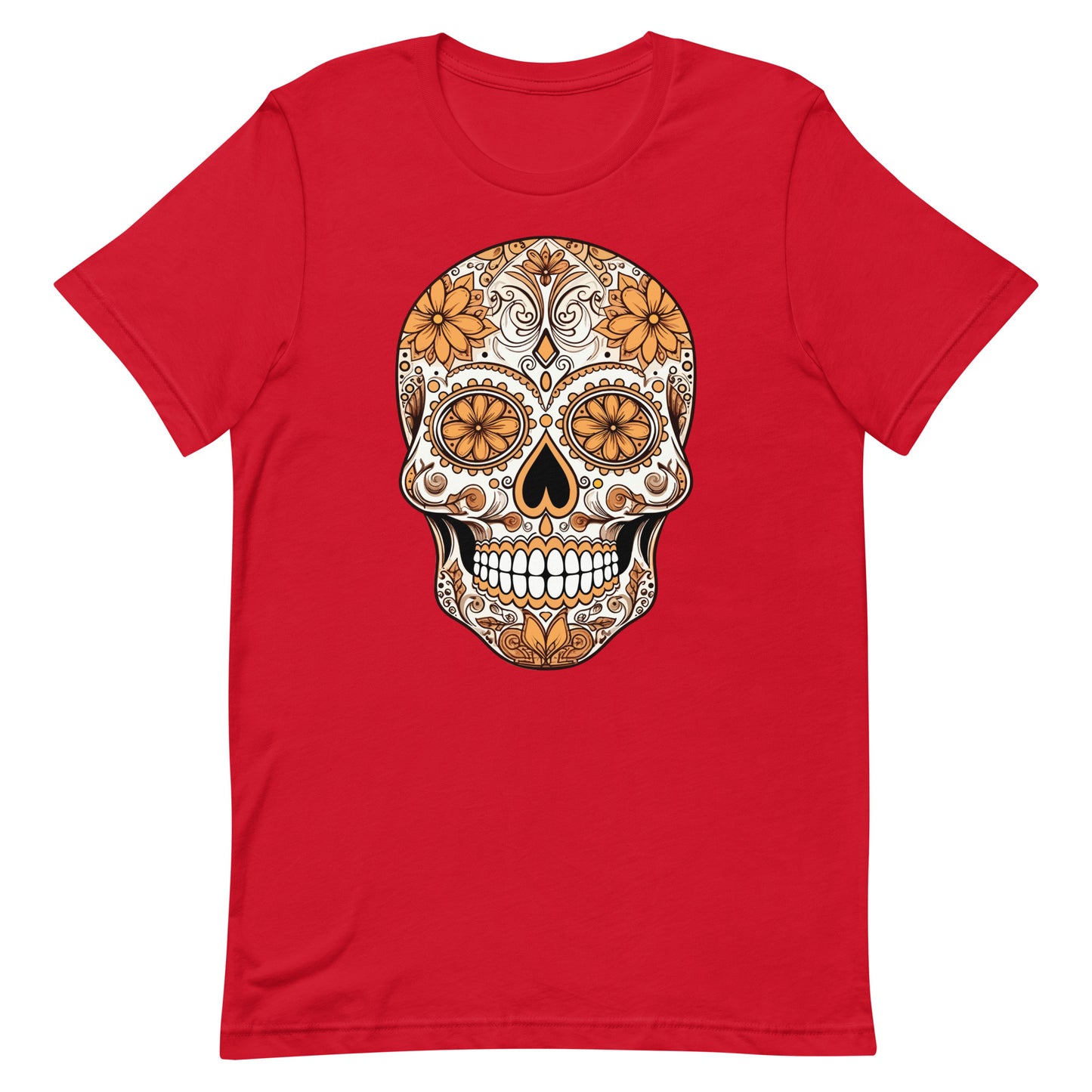 Brown and Orange Sugar Skull Dia de los Muertos Unisex T-Shirt